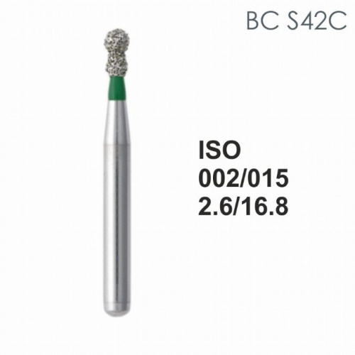 Бор алмазный MANI BC-S42C по ISO 002, шар с воротником, 015 х 2.6 х 16.8 мм, зернистость C, 5 штук от магазина Stom-Prof