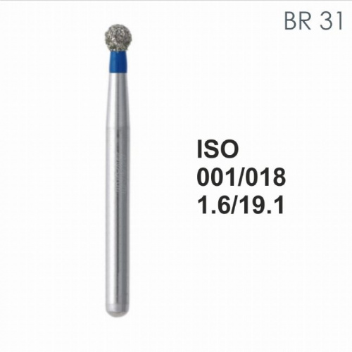 Бор алмазный MANI BR-31 по ISO 001, шар, 018 х 1.6 х 19.1 мм, зернистость S, 5 штук от магазина Stom-Prof