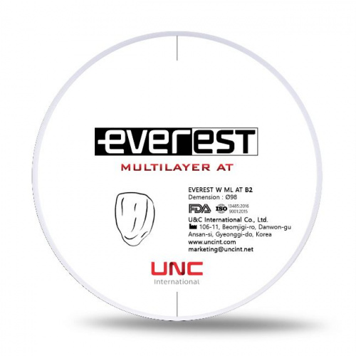 Диск циркониевый Everest Multilayer AT, размер 98х16 мм, оттенок B2, многослойный UNC Everest Multilayer от магазина Stom-Prof