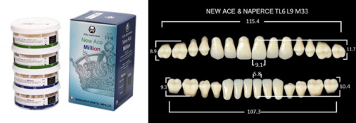 Зубы в боксах New Ace / Million, цвет D2, фасон TL6/L8/M33, 20 полных гарнитуров. от магазина Stom-Prof