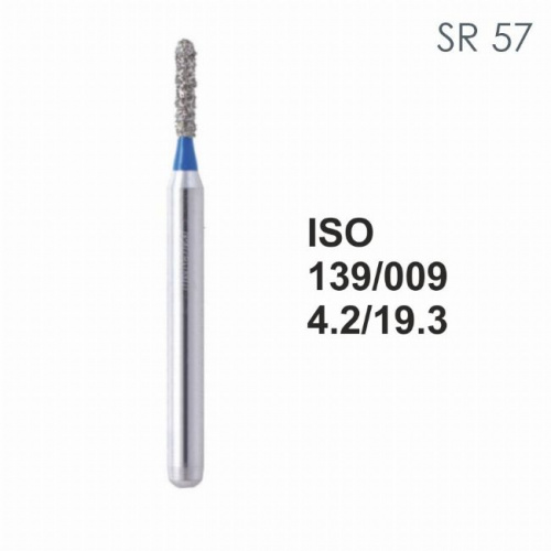 Бор алмазный MANI SR-57 по ISO 139, цилиндр ,009 х 4,2 х 19.3 мм, зернистость S, 5 штук от магазина Stom-Prof