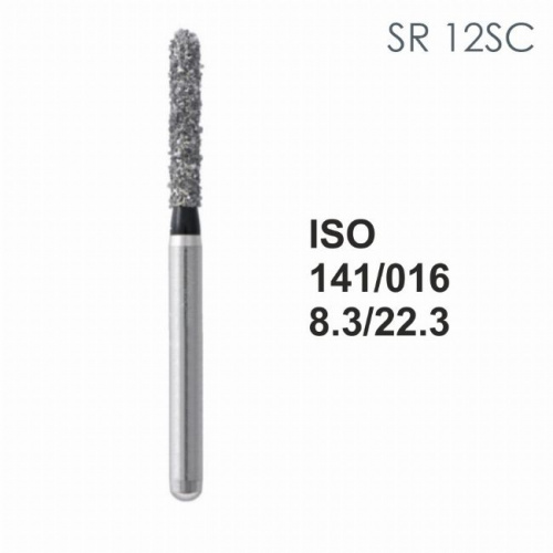 Бор алмазный MANI SR-12SC по ISO 141, цилиндр ,016 х 8,3 х 22.3 мм, зернистость SC, 5 штук от магазина Stom-Prof