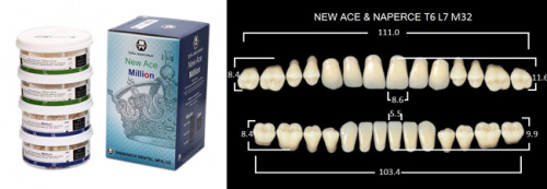 Зубы в боксах New Ace / Million, цвет B4 фасон T6/L7/M32, 20 полных гарнитуров. от магазина Stom-Prof