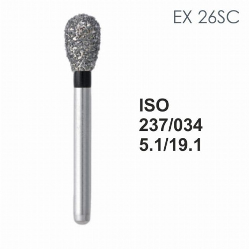 Бор алмазный MANI EX-26SC по ISO 237, груша ,034 х 5.1 х 19.1 мм, зернистость SC, 5 штук от магазина Stom-Prof