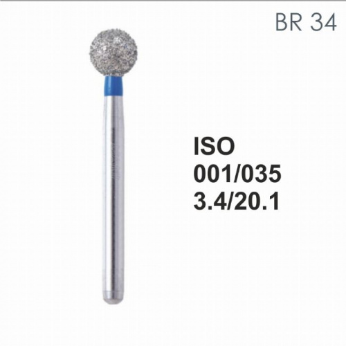 Бор алмазный MANI BR-34 по ISO 001, шар, 035 х 3.4 х 20.1 мм, зернистость S, 5 штук от магазина Stom-Prof