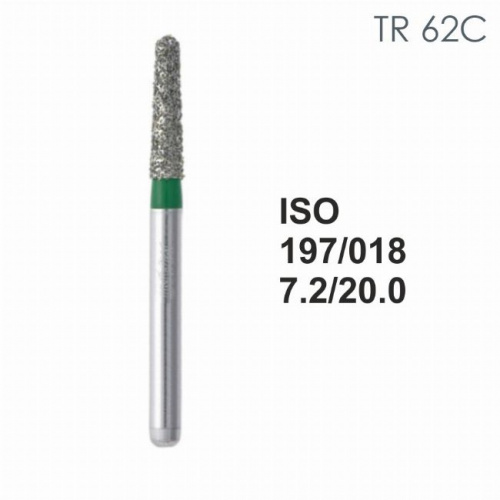 Бор алмазный MANI TR-62C по ISO 197, конус ,018 х 7.2 х 20.0 мм, зернистость C, 5 штук от магазина Stom-Prof