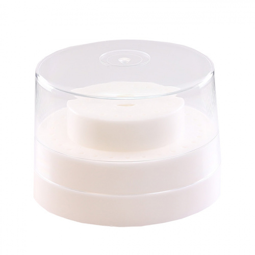 Подставка пластиковая Wuhan для боров, круглая,с прозрачной крышкой, 60 отверстий, белая. от магазина Stom-Prof