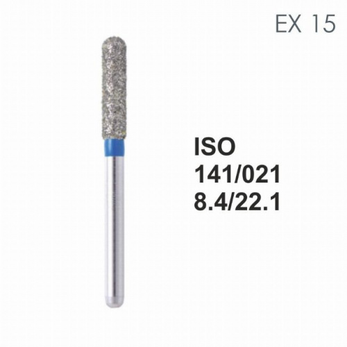 Бор алмазный MANI EX-15 по ISO 141, цилиндр ,021 х 8.4 х 22.1 мм, зернистость S, 5 штук от магазина Stom-Prof