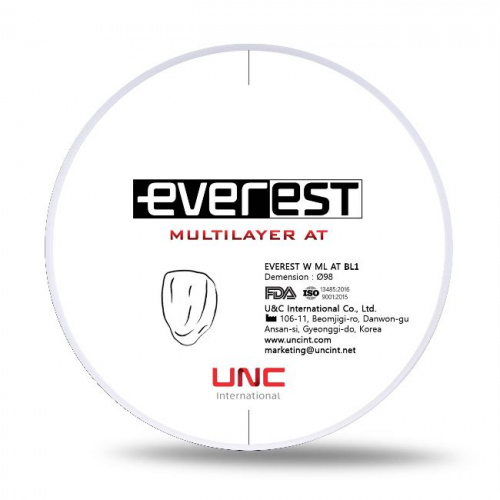 Диск циркониевый Everest Multilayer AT, размер 98х16 мм, оттенок BL1, многослойный UNC Everest Multilayer от магазина Stom-Prof