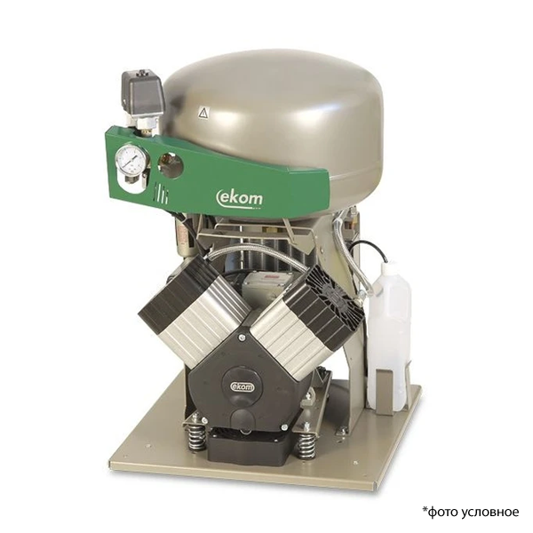 EKOM DK50 2VS - безмасляный компрессор для 2 стоматологических установок с кожухом, без осушителя, с ресивером 25 л от магазина Stom-Prof