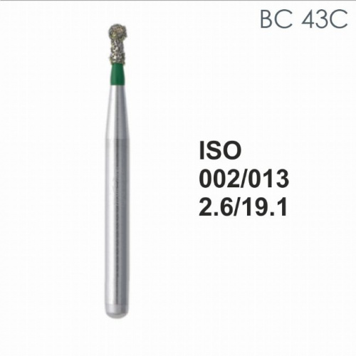 Бор алмазный MANI BC-43C по ISO 002, шар с воротником, 013 х 2.6 х 19.1 мм, зернистость C, 5 штук от магазина Stom-Prof