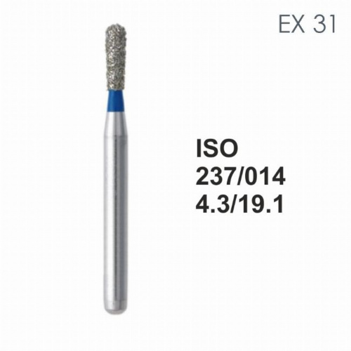 Бор алмазный MANI EX-31 по ISO 237, груша ,014 х 4.3 х 19.1 мм, зернистость S, 5 штук от магазина Stom-Prof