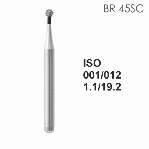 Бор алмазный MANI BR-45SC по ISO 001, шар, 012 х 1.1 х 19.2 мм, зернистость SC, 5 штук от магазина Stom-Prof