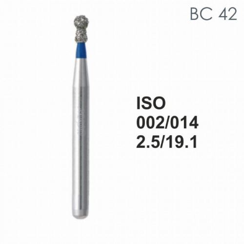 Бор алмазный MANI BC-42 по ISO 002, шар с воротником, 014 х 2,5 х 19,1 мм, зернистость S, 5 штук от магазина Stom-Prof