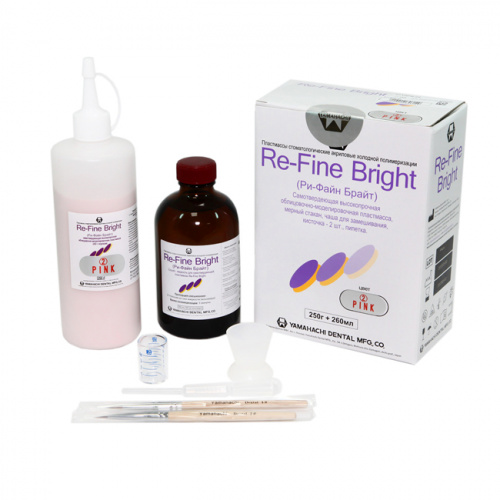 Пластмасса Re-Fine Bright самотвердеющая (3 минуты), цвет Pink, набор 250 г + 260 мл. от магазина Stom-Prof
