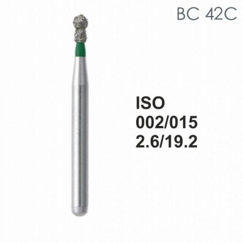 Бор алмазный MANI BC-42C по ISO 002, шар с воротником, 015 х 2.6 х 19.2 мм, зернистость C, 5 штук от магазина Stom-Prof
