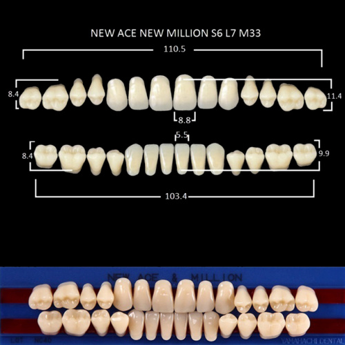 картинка Зубы NEW ACE/NEW MILLION, цвет W05, фасон S6/L7/M32, полный гарнитур, 28шт. от магазина Stom-Prof