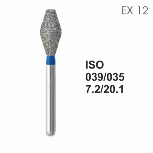 Бор алмазный MANI EX-12 по ISO 039, дв.конус ,035 х 7.2 х 20.1 мм, зернистость S, 5 штук от магазина Stom-Prof