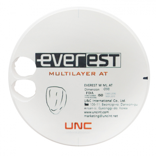Диск циркониевый Everest Multilayer AT, размер 98х14 мм, оттенок C4, многослойный UNC Everest Multilayer от магазина Stom-Prof