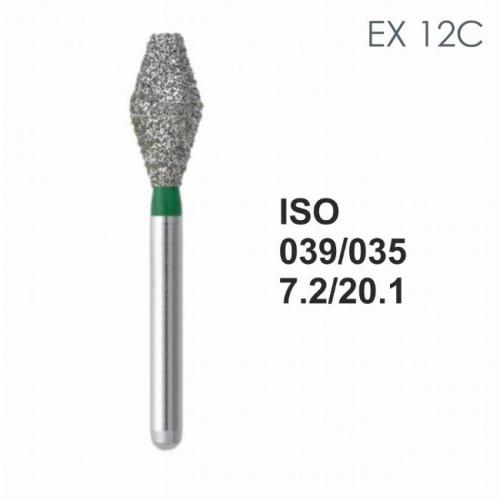 Бор алмазный MANI EX-12C по ISO 039, дв.конус ,035 х 7.2 х 20.1 мм, зернистость C, 5 штук от магазина Stom-Prof
