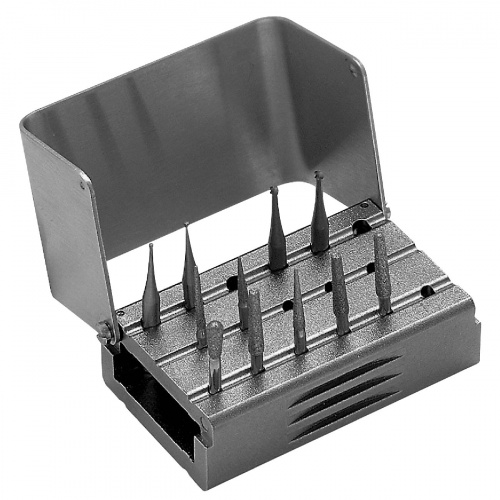 Подставка металлическая с крышкой для вращающихся инструментов (для турбинных/угловых наконечников),тип FG и CA от магазина Stom-Prof