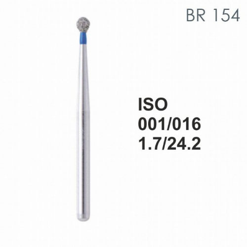 Бор алмазный MANI BR-154 по ISO 001, шар, 016 х 1.7 х 24.2 мм, зернистость S, 5 штук от магазина Stom-Prof