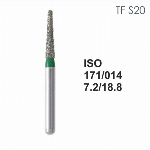 Бор алмазный MANI TF-S20 по ISO 171, конус ,014 х 7.2 х 18.8 мм, зернистость S, 5 штук от магазина Stom-Prof