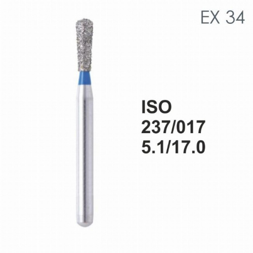 Бор алмазный MANI EX-34 по ISO 237, груша ,017 х 5.1 х 17.0 мм, зернистость S, 5 штук от магазина Stom-Prof