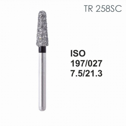 Бор алмазный MANI TR-258SC по ISO 197, конус ,027 х 7.5 х 21.4 мм, зернистость SC, 5 штук от магазина Stom-Prof