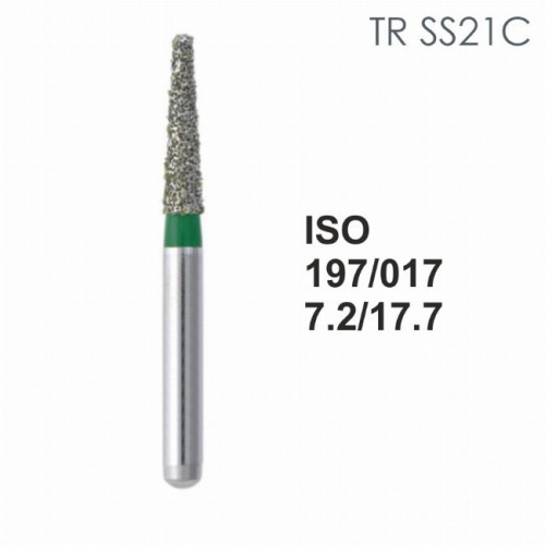 Бор алмазный MANI TR-SS21C по ISO 197, конус ,017 х 7.2 х 17.7 мм, зернистость C, 5 штук от магазина Stom-Prof