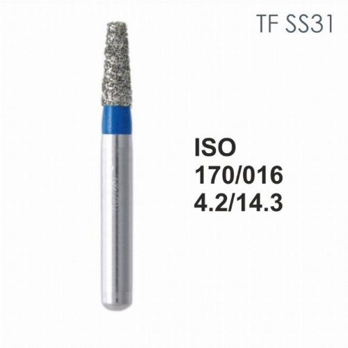 Бор алмазный MANI TF-SS31 по ISO 170, конус ,016 х 4.2 х 14.3 мм, зернистость S, 5 штук от магазина Stom-Prof