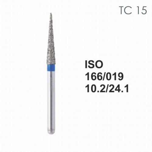 Бор алмазный MANI TC-15 по ISO 166, конус ,019 х 10.2 х 24.1 мм, зернистость S, 5 штук от магазина Stom-Prof
