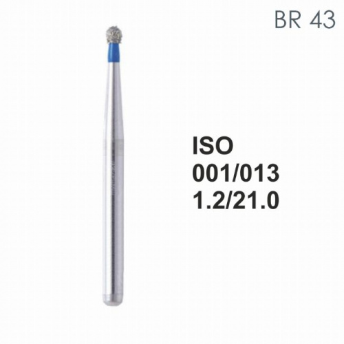 Бор алмазный MANI BR-43 по ISO 001, шар, 013 х 1.2 х 21.0 мм, зернистость S, 5 штук от магазина Stom-Prof