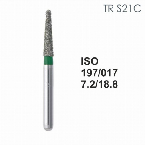Бор алмазный MANI TR-S21C по ISO 197, конус ,017 х 7.2 х 18.8 мм, зернистость C, 5 штук от магазина Stom-Prof