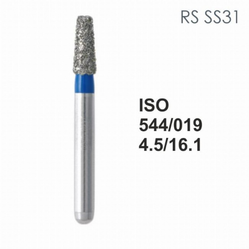 Бор алмазный MANI RS-SS31 по ISO 544, конус ,019 х 4.5 х 16.1 мм, зернистость S, 5 штук от магазина Stom-Prof
