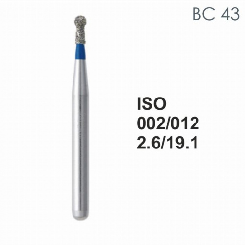 Бор алмазный MANI BC-43 по ISO 002, шар с воротником, 012 х 2,6 х 19,1 мм, зернистость S, 5 штук от магазина Stom-Prof