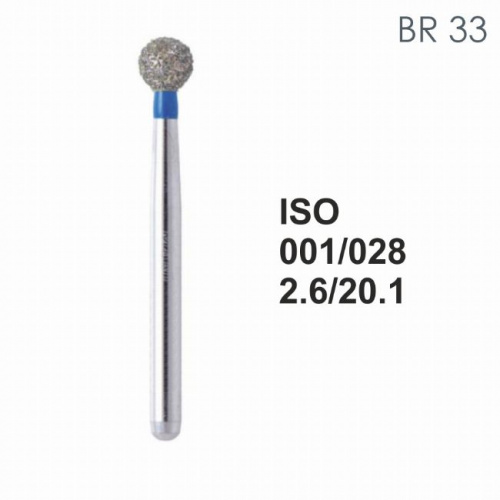 Бор алмазный MANI BR-33 по ISO 001, шар, 028 х 2.6 х 20.1 мм, зернистость S, 5 штук от магазина Stom-Prof