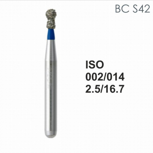 Бор алмазный MANI BC-S42 по ISO 002, шар с воротником, 014 х 2,5 х 16,7 мм, зернистость S, 5 штук от магазина Stom-Prof