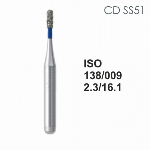 Бор алмазный MANI CD-SS51 по ISO 138, цилиндр ,009 х 2.3 х 16.1 мм, зернистость S, 5 штук от магазина Stom-Prof