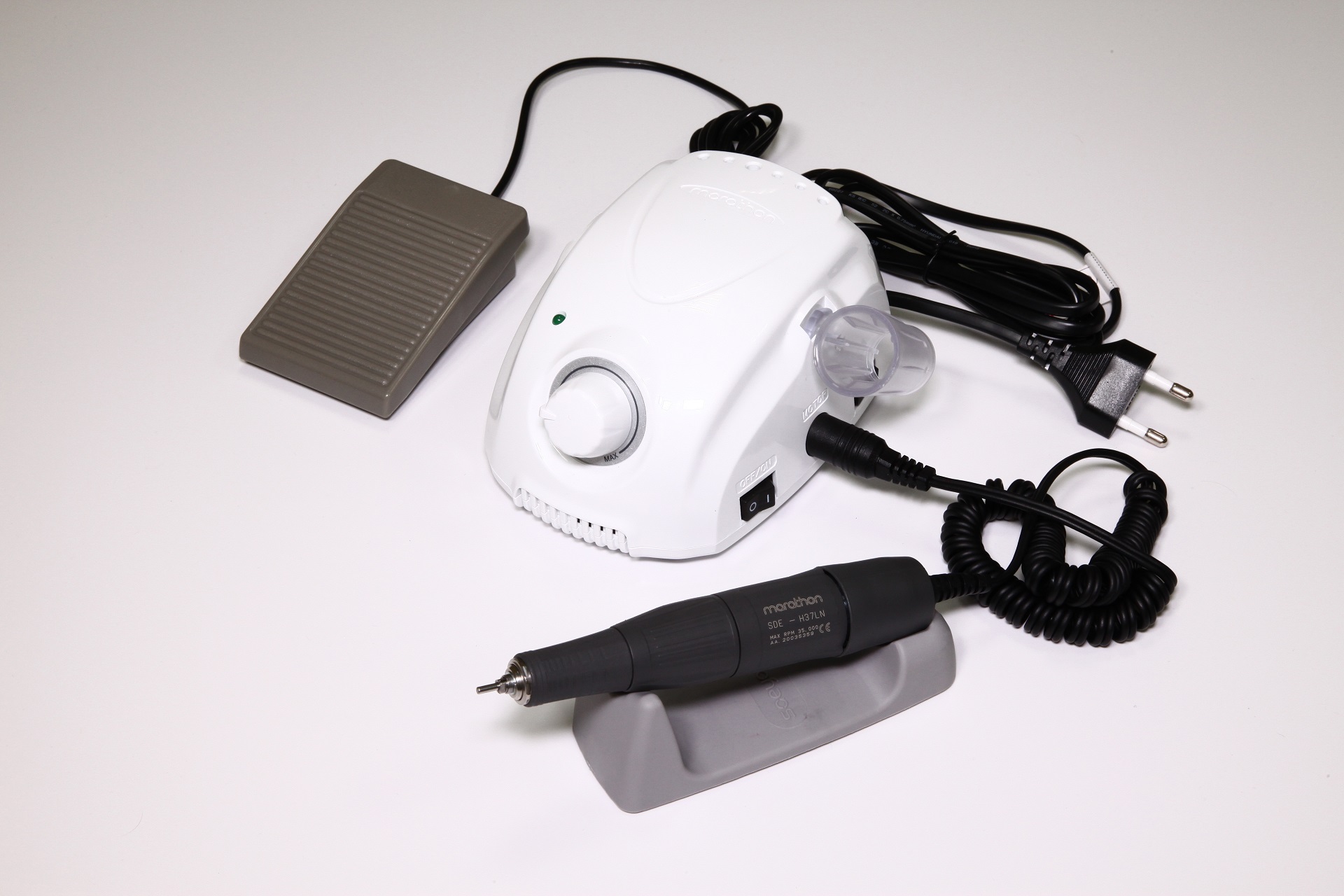 Микромотор Marathon - 3 Champion, белый, наконечник SDE-H37LN (35т. об/мин, 3,2Нсм), педаль SFP-27 от магазина Stom-Prof