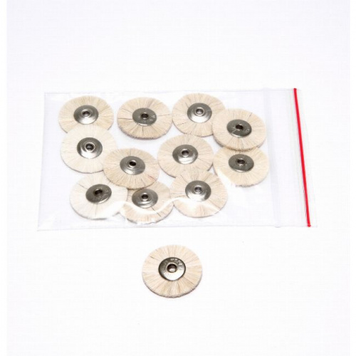 Щёточка Songjiang Sheshan натуральная щетина, белая, экстра мягкая, без дискодержателя, диаметр 22мм, 12шт. от магазина Stom-Prof