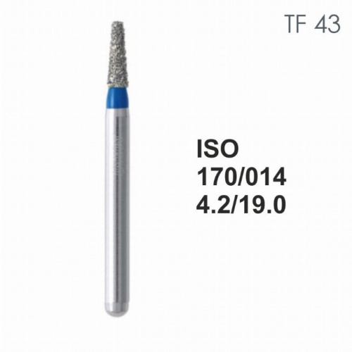 Бор алмазный MANI TF-43 по ISO 170, конус ,014 х 4.2 х 19.0 мм, зернистость S, 5 штук от магазина Stom-Prof