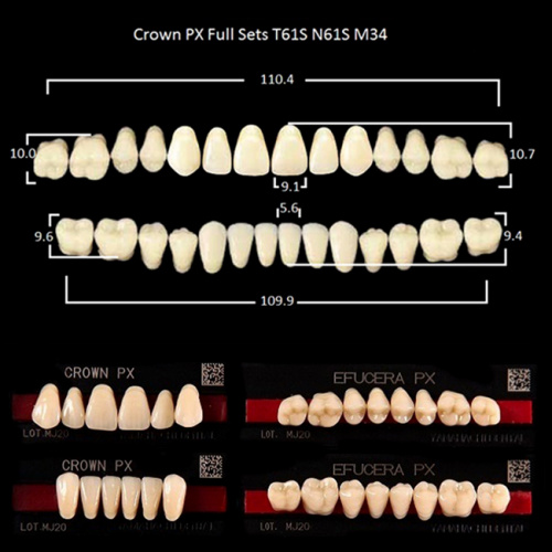 картинка Зубы PX CROWN / EFUCERA, цвет D2, фасон T61S/N61S/34, полный гарнитур, 28шт. от магазина Stom-Prof