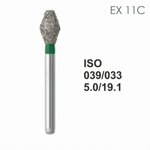 Бор алмазный MANI EX-11C по ISO 039, дв.конус ,033 х 5.0 х 19.1 мм, зернистость C, 5 штук от магазина Stom-Prof