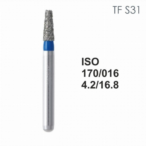Бор алмазный MANI TF-S31 по ISO 170, конус ,016 х 4.2 х 16.8 мм, зернистость S, 5 штук от магазина Stom-Prof