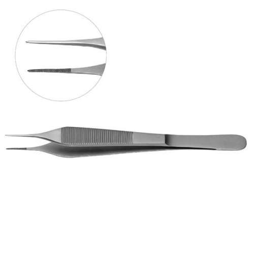 Пинцет из нержавеющей стали Micro Adson L прямой, длина 150 мм, толщина кончика 0,8 мм от магазина Stom-Prof