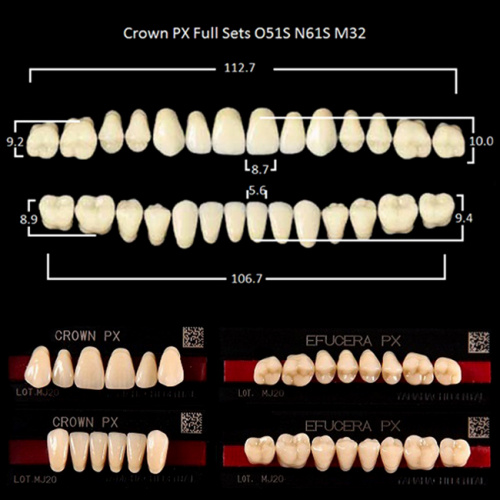 картинка Зубы PX CROWN / EFUCERA, цвет A2, фасон O51S/N61S/32, полный гарнитур, 28шт. от магазина Stom-Prof