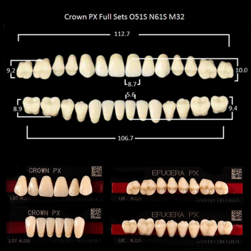 Зубы PX CROWN / EFUCERA, цвет D3, фасон O51S/N61S/32, полный гарнитур, 28шт. от магазина Stom-Prof