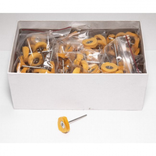 Фильц зуботехнический Sheshan Brush бязевый, жёлтый, жесткий, на дискодержателе, диаметр 22мм, 144шт. от магазина Stom-Prof