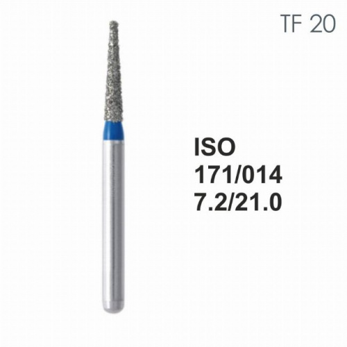 Бор алмазный MANI TF-20 по ISO 171, конус ,014 х 7.2 х 21.0 мм, зернистость S, 5 штук от магазина Stom-Prof